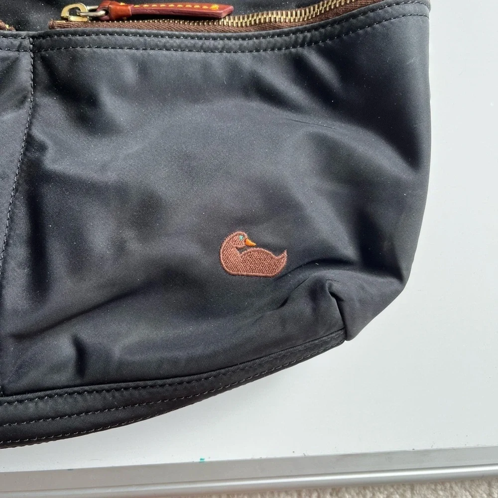 Dooney & Bourke Black Tote with Brown Leather and Gold Tag - Picture 3 of 13